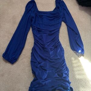 Elegant Blue Long Sleeve Dress